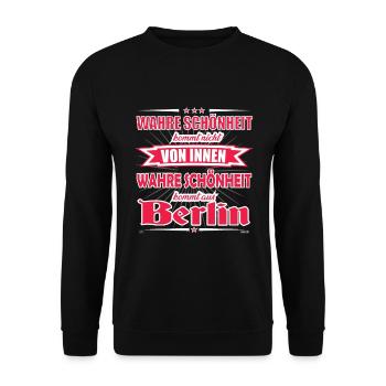 La vraie beauté vient du design berlinois - Sweat-shirt Unisexe - noir - Devant - Alina (178cm) & Michal (187cm)