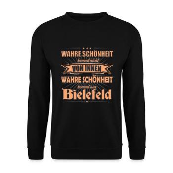 La vraie beauté vient de Bielefeld Design - Sweat-shirt Unisexe - noir - Devant - Alina (178cm) & Michal (187cm)