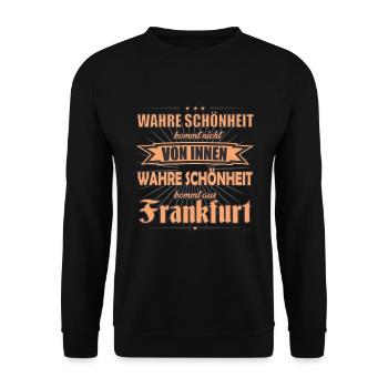 Wahre Schönheit kommt aus Frankfurt Design - Unisex Pullover - Schwarz - Vorne - Alina (178cm) & Michal (187cm)