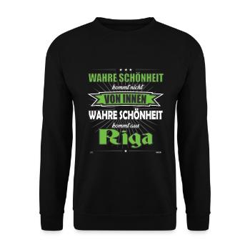 La vraie beauté vient de Riga Design - Sweat-shirt Unisexe - noir - Devant - Alina (178cm) & Michal (187cm)