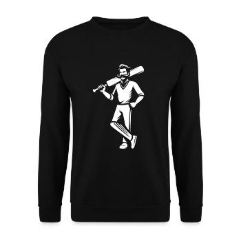 Cool Cricket Player Design for Sports Fans - Unisex Sweatshirt - black - Front - Alina (178cm) & Michal (187cm)