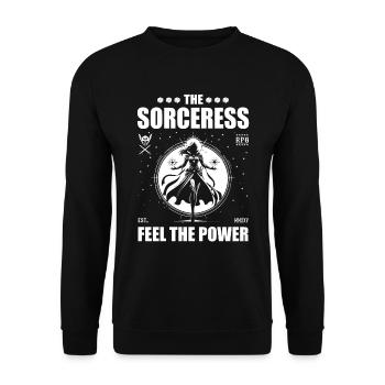The Sorceress – Feel the Power – Magician Design - Unisex Sweatshirt - black - Front - Alina (178cm) & Michal (187cm)