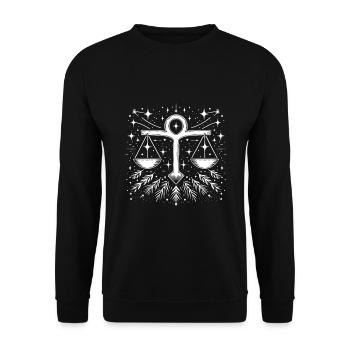Sternzeichen Waage - Für die Harmonie und Balance - Unisex Pullover - Schwarz - Vorne - Alina (178cm) & Michal (187cm)