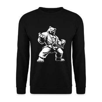 Martial Arts Bear – Strength in Motion - Bear Design - Unisex Sweatshirt - black - Front - Alina (178cm) & Michal (187cm)