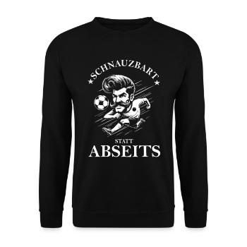 Schnauzbart statt Abseits - Fußball und Schnäuzer - Unisex Pullover - Schwarz - Vorne - Alina (178cm) & Michal (187cm)