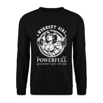 Workout Girl - Les reines puissantes n’abandonnent pas - Sweat-shirt Unisexe - noir - Devant - Alina (178cm) & Michal (187cm)
