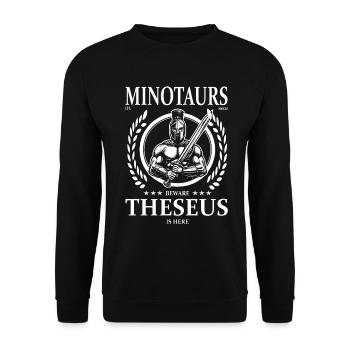 Thésée – Minotaures attention, Thésée est là - Sweat-shirt Unisexe - noir - Devant - Alina (178cm) & Michal (187cm)