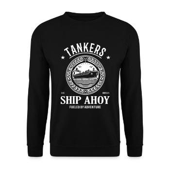 Tankers - Ship Ahoy - Design für Schiffstanker-Fan - Unisex Pullover - Schwarz - Vorne - Alina (178cm) & Michal (187cm)