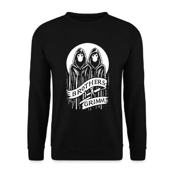 Brüder Grimm - Gruseliges Märchen Design - Unisex Pullover - Schwarz - Vorne - Alina (178cm) & Michal (187cm)