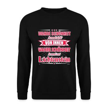 La vraie beauté vient de Lichtenstein Design - Sweat-shirt Unisexe - noir - Devant - Alina (178cm) & Michal (187cm)