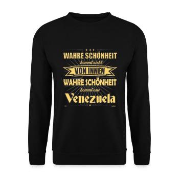 Wahre Schönheit kommt aus Venezuela Design - Unisex Pullover - Schwarz - Vorne - Alina (178cm) & Michal (187cm)