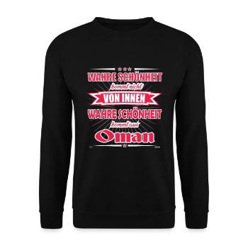 True beauty comes from Oman design - Unisex Sweatshirt - black - Front - Alina (178cm) & Michal (187cm)
