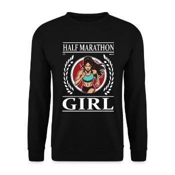 Half Marathon Girl – Run with heart and power - Unisex Sweatshirt - black - Front - Alina (178cm) & Michal (187cm)