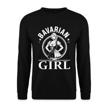 Bavarian Girl - Stolz auf Bayern, Tradition & Stil - Unisex Pullover - Schwarz - Vorne - Alina (178cm) & Michal (187cm)