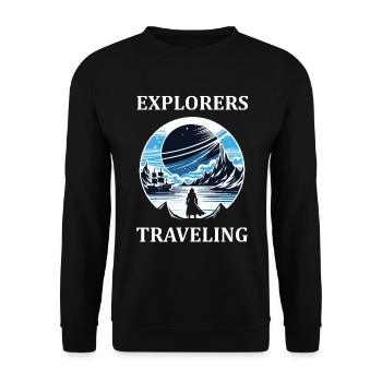 Explorer and Travel Design - Explorer Dreams - Unisex Sweatshirt - black - Front - Alina (178cm) & Michal (187cm)