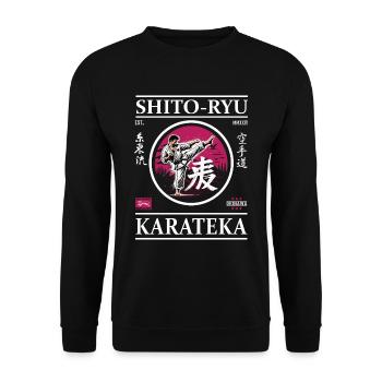 Shito-Ryu Karateka – Meister der Präzision - Unisex Pullover - Schwarz - Vorne - Alina (178cm) & Michal (187cm)