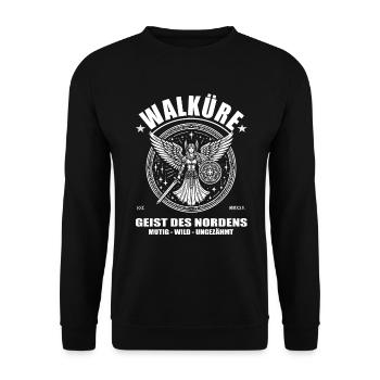 Valkyrie, du nord. Courageux, sauvage, indompté - Sweat-shirt Unisexe - noir - Devant - Alina (178cm) & Michal (187cm)