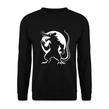 Gefährliche Ratte im Vollmond, Cooles Comic-Design - Unisex Pullover - Schwarz - Vorne - Alina (178cm) & Michal (187cm)