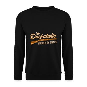 Duckaholic duck hunting - Unisex Sweatshirt - black - Front - Alina (178cm) & Michal (187cm)