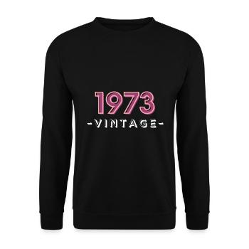 born 1973 gift idea birthday year 73 - Unisex Sweatshirt - black - Front - Alina (178cm) & Michal (187cm)