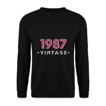 born 1987 gift idea birthday year 87 - Unisex Sweatshirt - black - Front - Alina (178cm) & Michal (187cm)