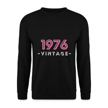 born 1976 gift idea birthday year 76 - Unisex Sweatshirt - black - Front - Alina (178cm) & Michal (187cm)