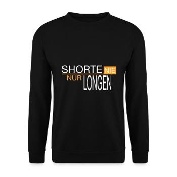 Shorte nie - nur Longen - Unisex Pullover - Schwarz - Vorne - Alina (178cm) & Michal (187cm)