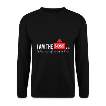 Ich bin der Chef ohne meine Frau - Unisex Pullover - Schwarz - Vorne - Alina (178cm) & Michal (187cm)