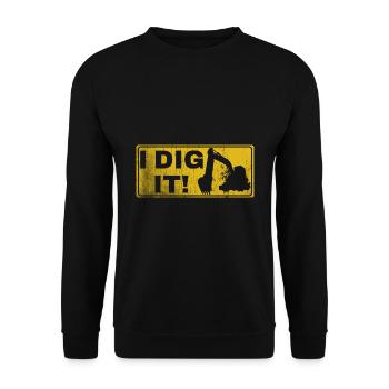 Retro Excavator Slogan Excavator Driver Construction Site - Unisex Sweatshirt - black - Front - Alina (178cm) & Michal (187cm)