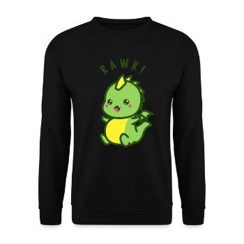 RAWR, cute dinosaur, gift idea and t-shirt - Unisex Sweatshirt - black - Front - Alina (178cm) & Michal (187cm)