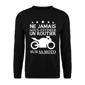 Routier motard cadeau drôle moto chauffeur - Sweat-shirt Unisexe - noir - Devant - Alina (178cm) & Michal (187cm)
