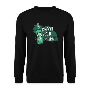 Pfeffi Pfefferminzlikör - Unisex Pullover - Schwarz - Vorne - Alina (178cm) & Michal (187cm)
