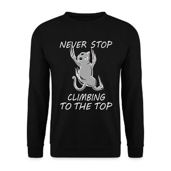 Hör Nie Auf, Nach Oben Zu Klettern, Katze Karriere - Unisex Pullover - Schwarz - Vorne - Alina (178cm) & Michal (187cm)