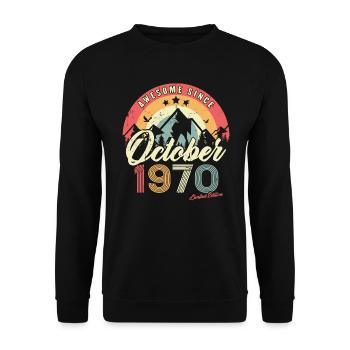 Cadeau D'anniversaire En Octobre 1970 Vintage - Sweat-shirt Unisexe - noir - Devant - Alina (178cm) & Michal (187cm)