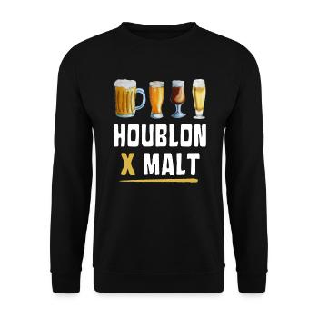 Bières : Houblon x Malt - Sweat-shirt Unisexe - noir - Devant - Alina (178cm) & Michal (187cm)