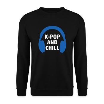 K-Pop and chill Saranghae Korean Pop Music - Unisex Sweatshirt - black - Front - Alina (178cm) & Michal (187cm)
