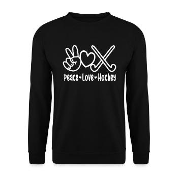 Hockey Peace Love Hockey Player Field Hockey - Unisex Sweatshirt - black - Front - Alina (178cm) & Michal (187cm)