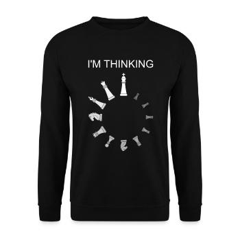 Je pense, pièces d’échecs - Sweat-shirt Unisexe - noir - Devant - Alina (178cm) & Michal (187cm)