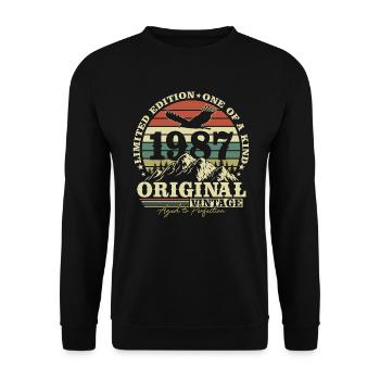 Original 1987 Vintage Vintage Retro Birthday - Unisex Sweatshirt - black - Front - Alina (178cm) & Michal (187cm)