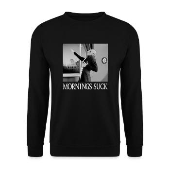 Matins Suce Drôle Halloween Vampire Jeu de mots Graphique - Sweat-shirt Unisexe - noir - Devant - Alina (178cm) & Michal (187cm)