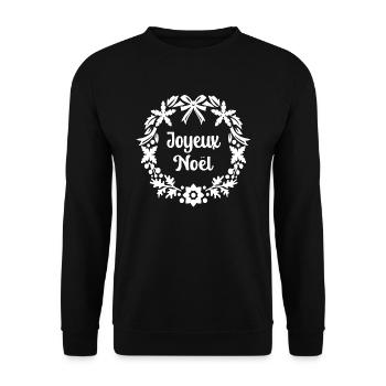 Joyeux Noël Weihnachtskranz Urlaub Französisches Zitat - Unisex Pullover - Schwarz - Vorne - Alina (178cm) & Michal (187cm)