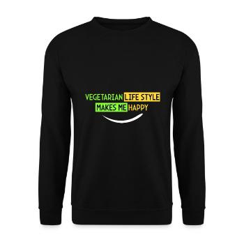 mode de vie végétarien - Je suis heureux - Sweat-shirt Unisexe - noir - Devant - Alina (178cm) & Michal (187cm)