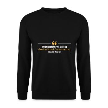 wenn du Geld in Small Caps - Unisex Pullover - Schwarz - Vorne - Alina (178cm) & Michal (187cm)