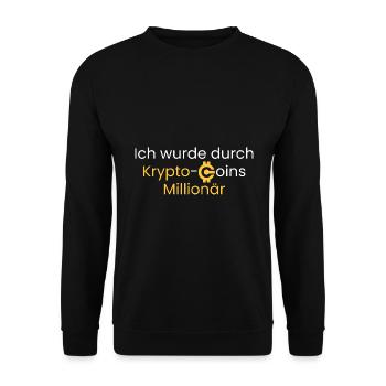 Durch Krypto-Coins Millionär - Unisex Pullover - Schwarz - Vorne - Alina (178cm) & Michal (187cm)