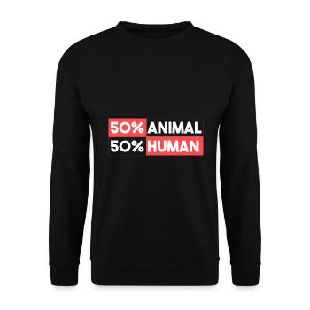 50% Tier 50% Mensch - Unisex Pullover - Schwarz - Vorne - Alina (178cm) & Michal (187cm)