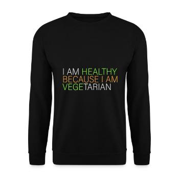 Ich bin gesund - vegetarisch - Unisex Pullover - Schwarz - Vorne - Alina (178cm) & Michal (187cm)