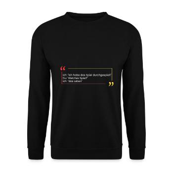Ich: "Ich habe das Spiel durch" - Unisex Pullover - Schwarz - Vorne - Alina (178cm) & Michal (187cm)