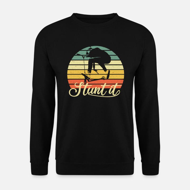 Scooter Stunt Tretroller E-Roller retro Geschenk - Unisex Pullover - Schwarz
