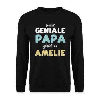 Dieser Geniale Papa Gehört Zu Am... - Unisex Pullover - Schwarz - Vorne - Alina (178cm) & Michal (187cm)