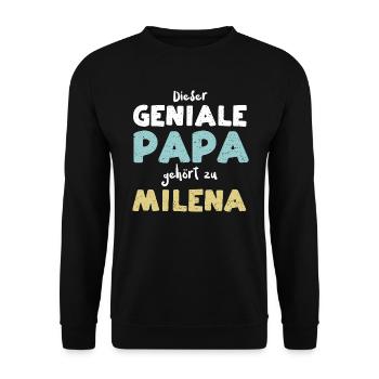Dieser Geniale Papa Gehört Zu Mi... - Unisex Pullover - Schwarz - Vorne - Alina (178cm) & Michal (187cm)